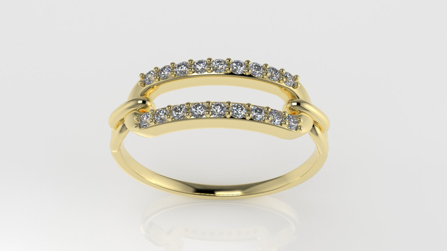 14K Engagement band Ring with 18 MOISSANITE VS1 1.3mm each, shape rectangular