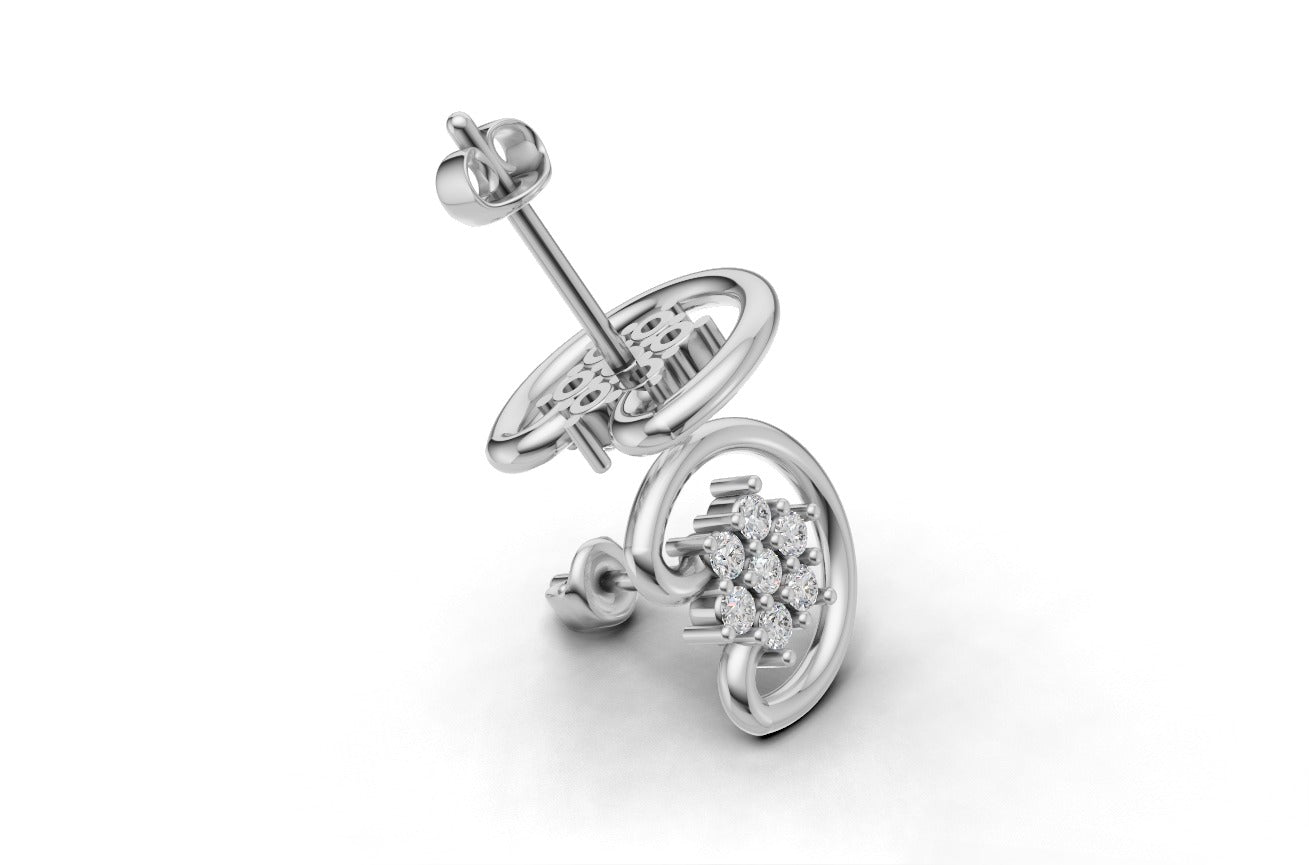 14k Gold Earrings with 14 Diamonds, "STT: Prong", Push Back