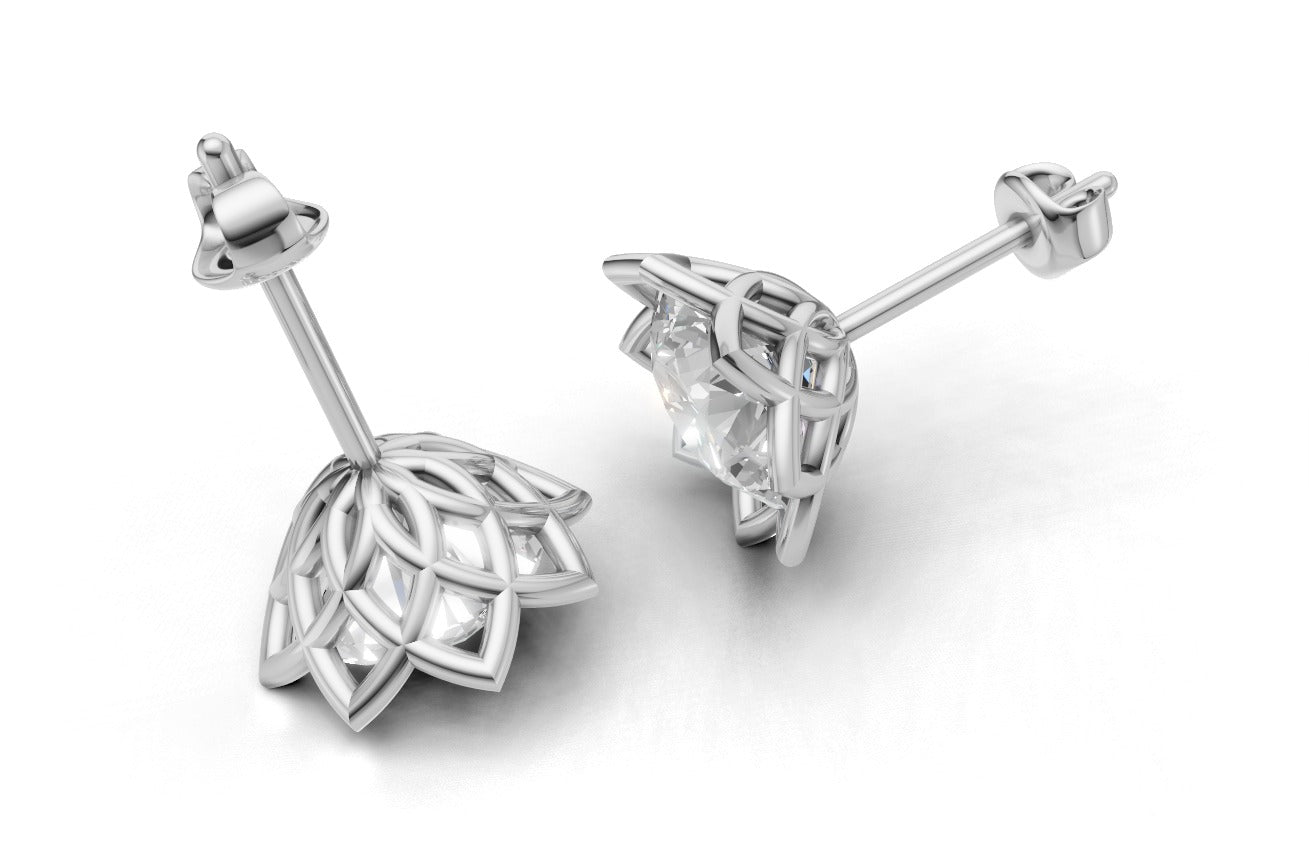 14k Yellow Gold Solitaire Earrings with 2 Diamonds, Push Back