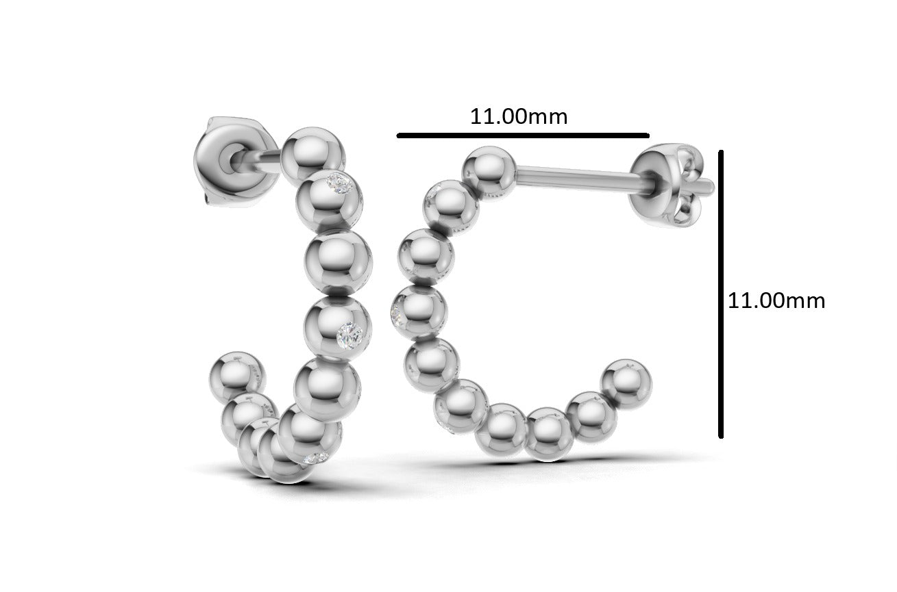 14k Gold Earrings with 6 Diamonds, "STT: Bezel", Push Back