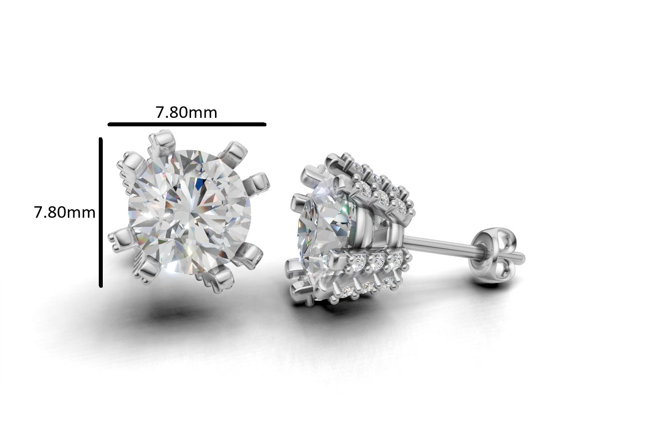 14k Gold Earrings Solitaire with 50 Diamonds, "STT: 8-Prong", Push Back