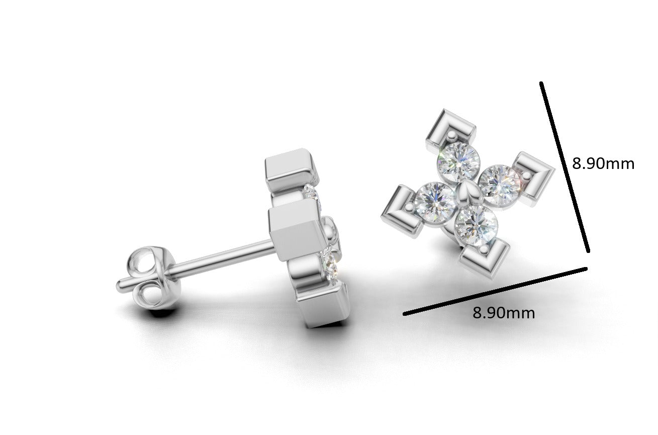 14k Earrings with 8 Diamonds, "STT: 5-Prong", Push Back