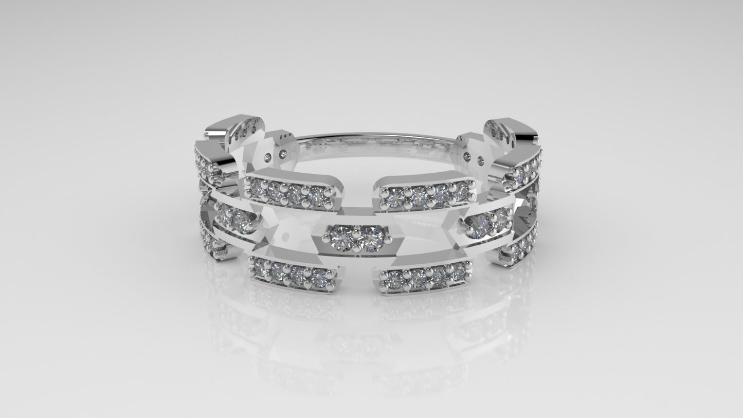 14K Ring with 62 MOISSANITE VS1, "stt prong" "cut chanel"