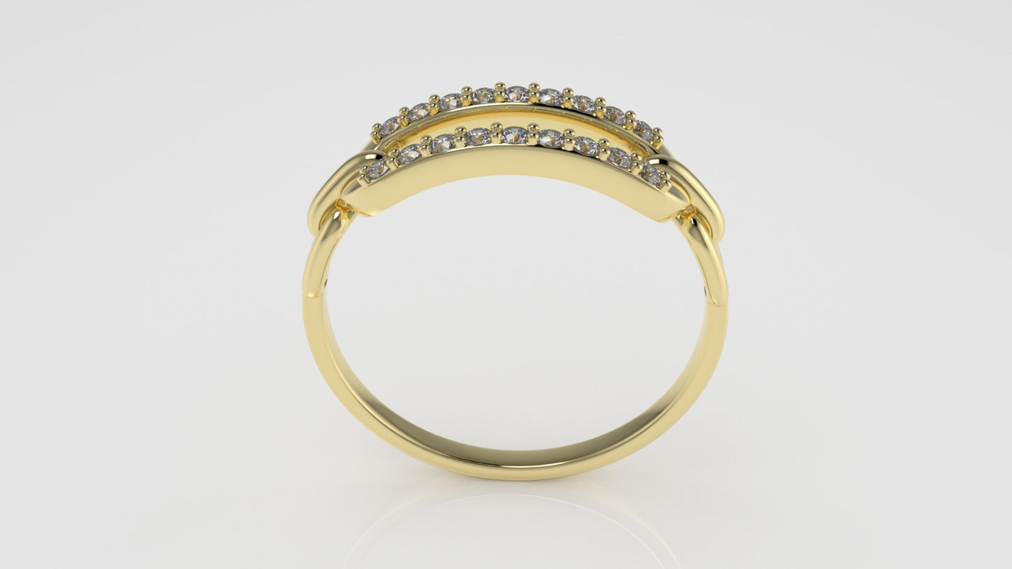 14K Engagement band Ring with 18 MOISSANITE VS1 1.3mm each, shape rectangular