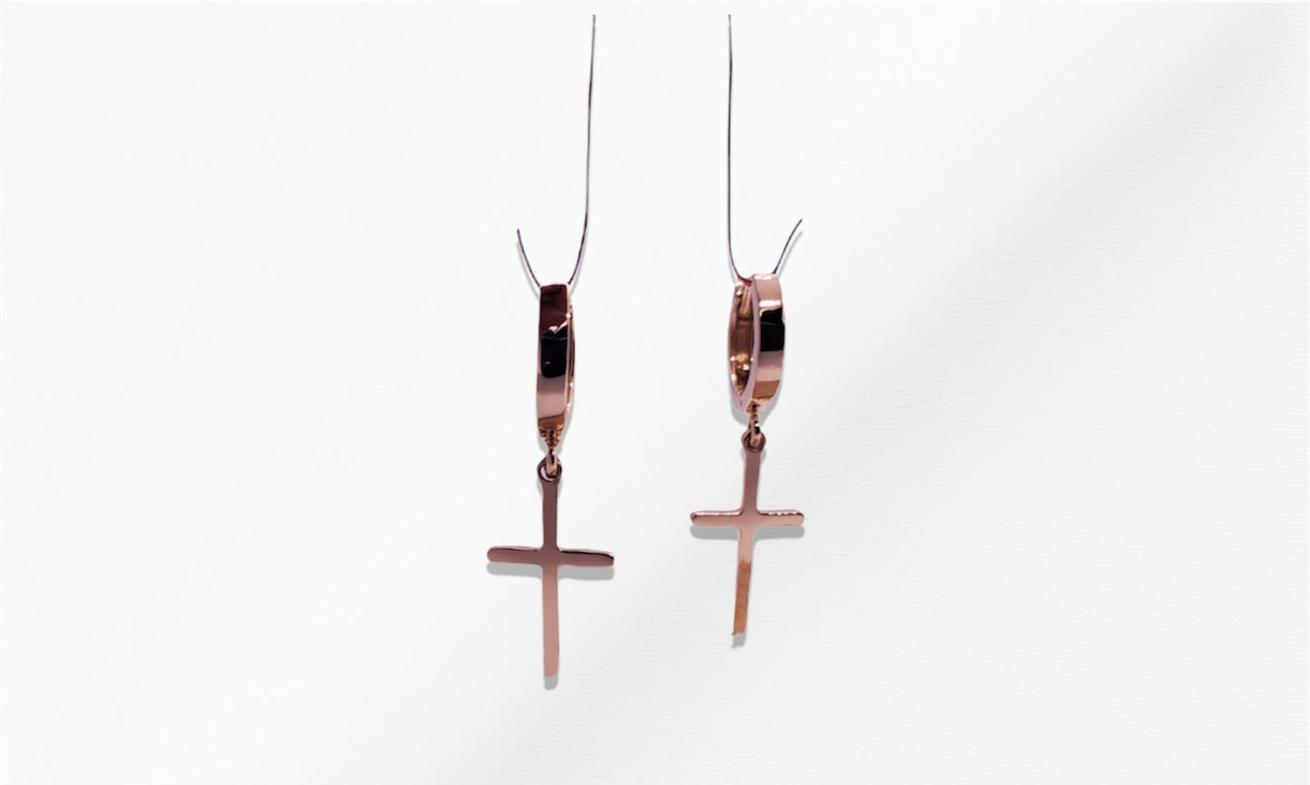 14K Dangling Cross Earrings