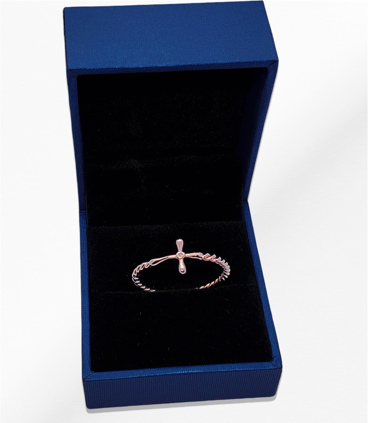 14K 1 Point Cross Twisted Ring