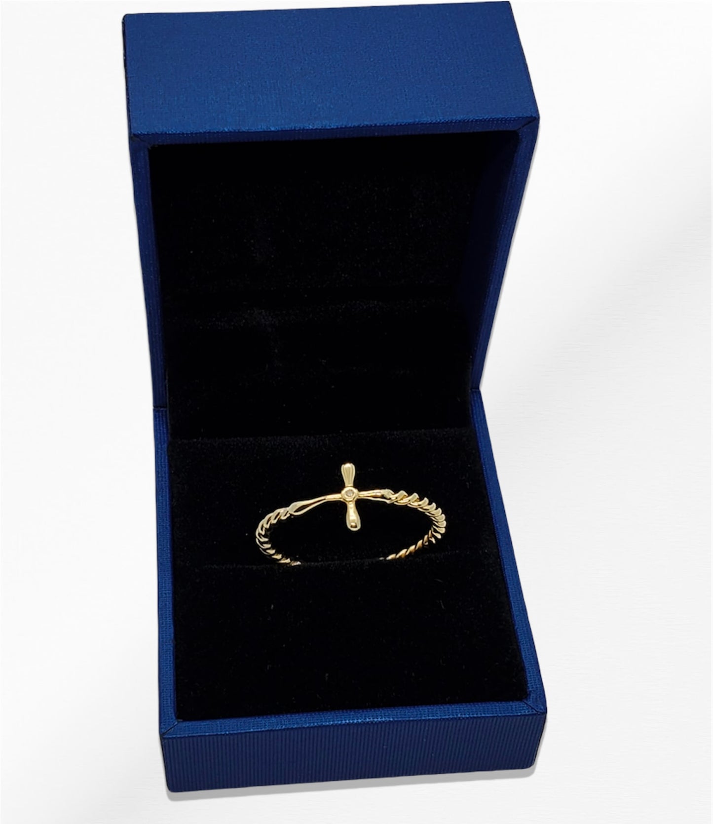14K 1 Point Cross Twisted Ring