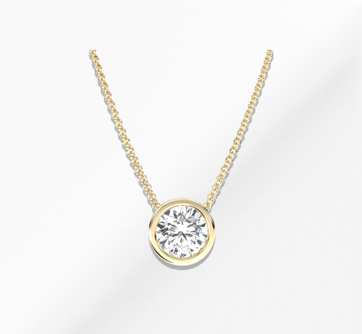 14K Gold Round Diamond Pendant Necklace
