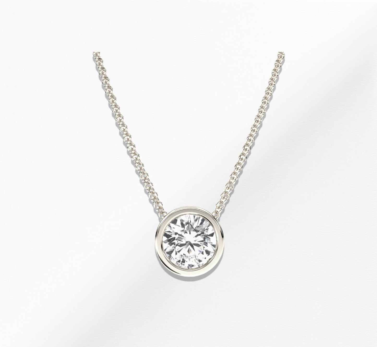 14K Gold Round Diamond Pendant Necklace