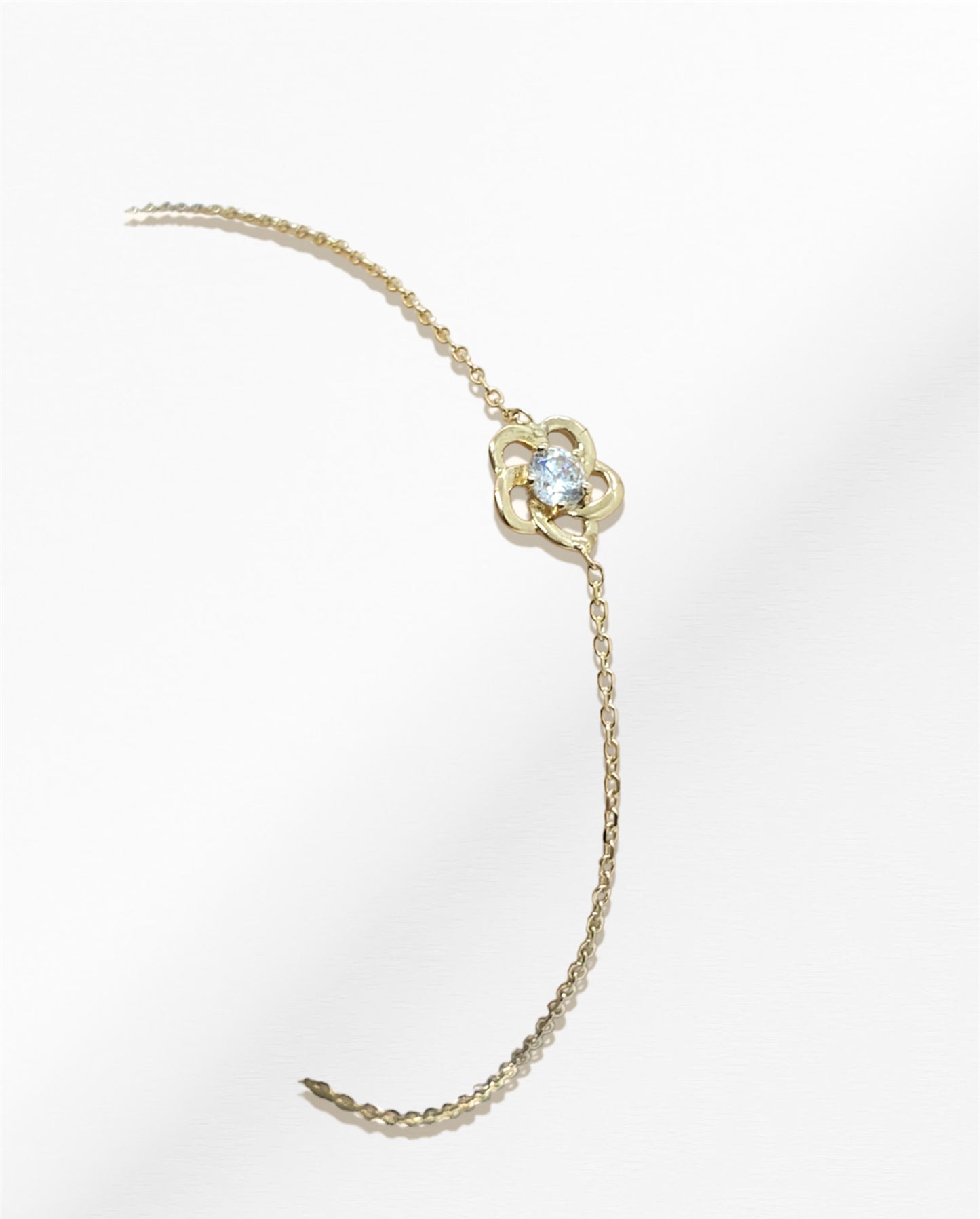 14K Flower Bracelet with Diamond 0.10ct. t.w.