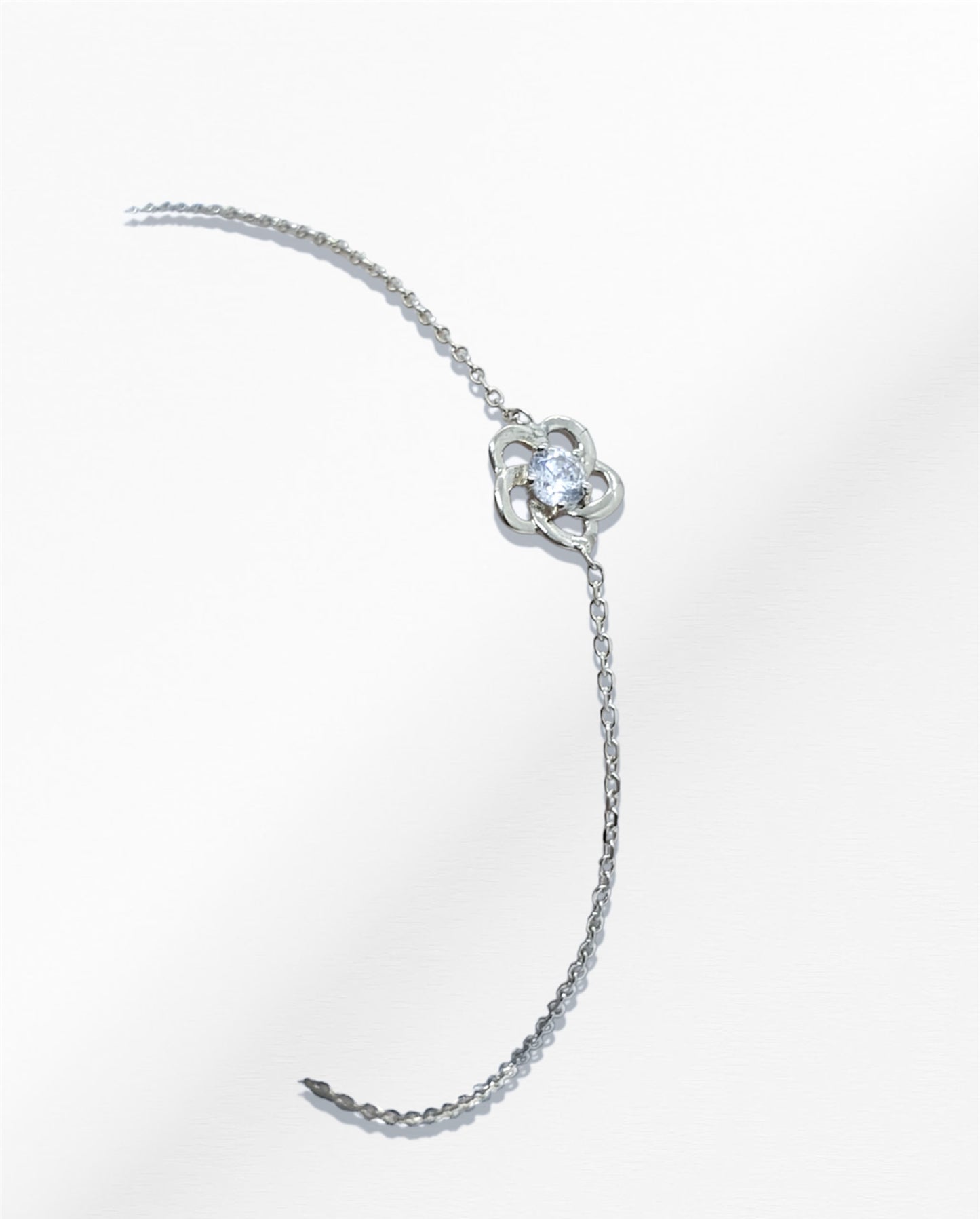 14K Flower Bracelet with Diamond 0.10ct. t.w.