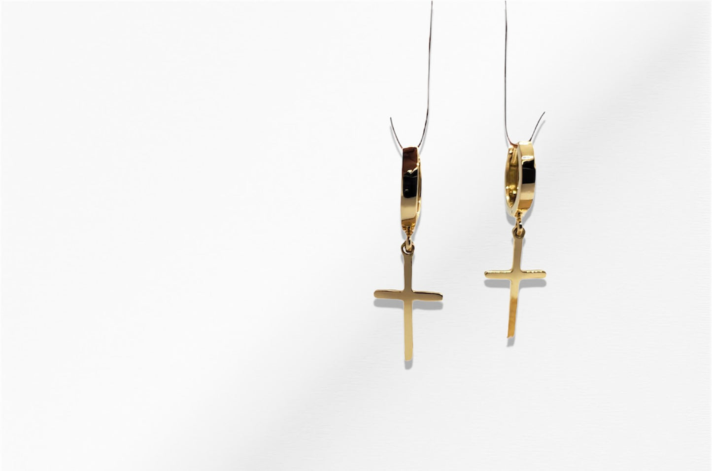 14K Dangling Cross Earrings