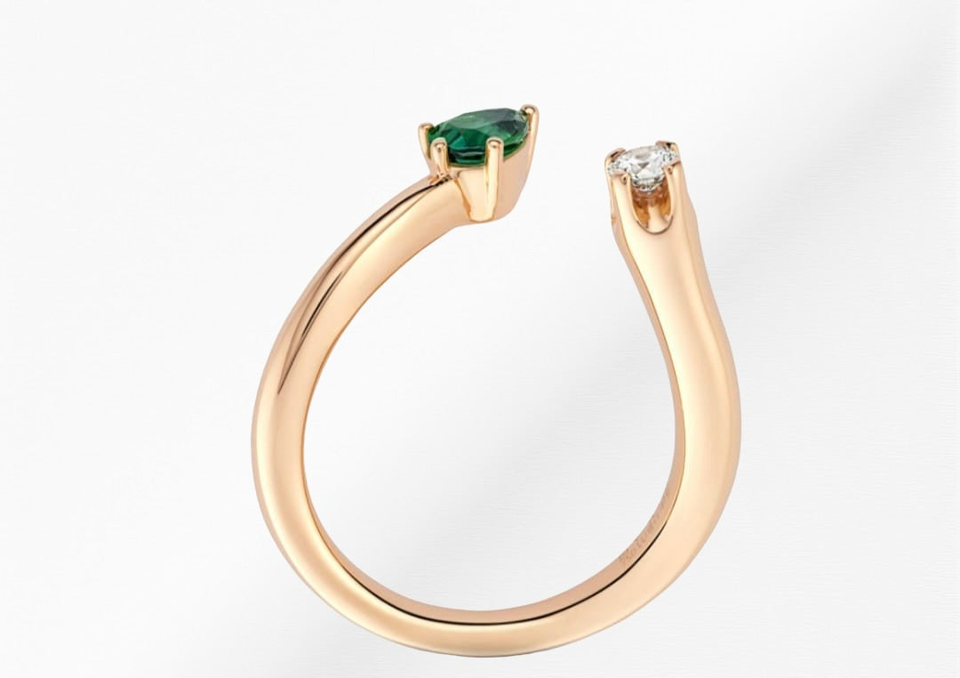 14K Emerald & Diamond Combo Gold Ring