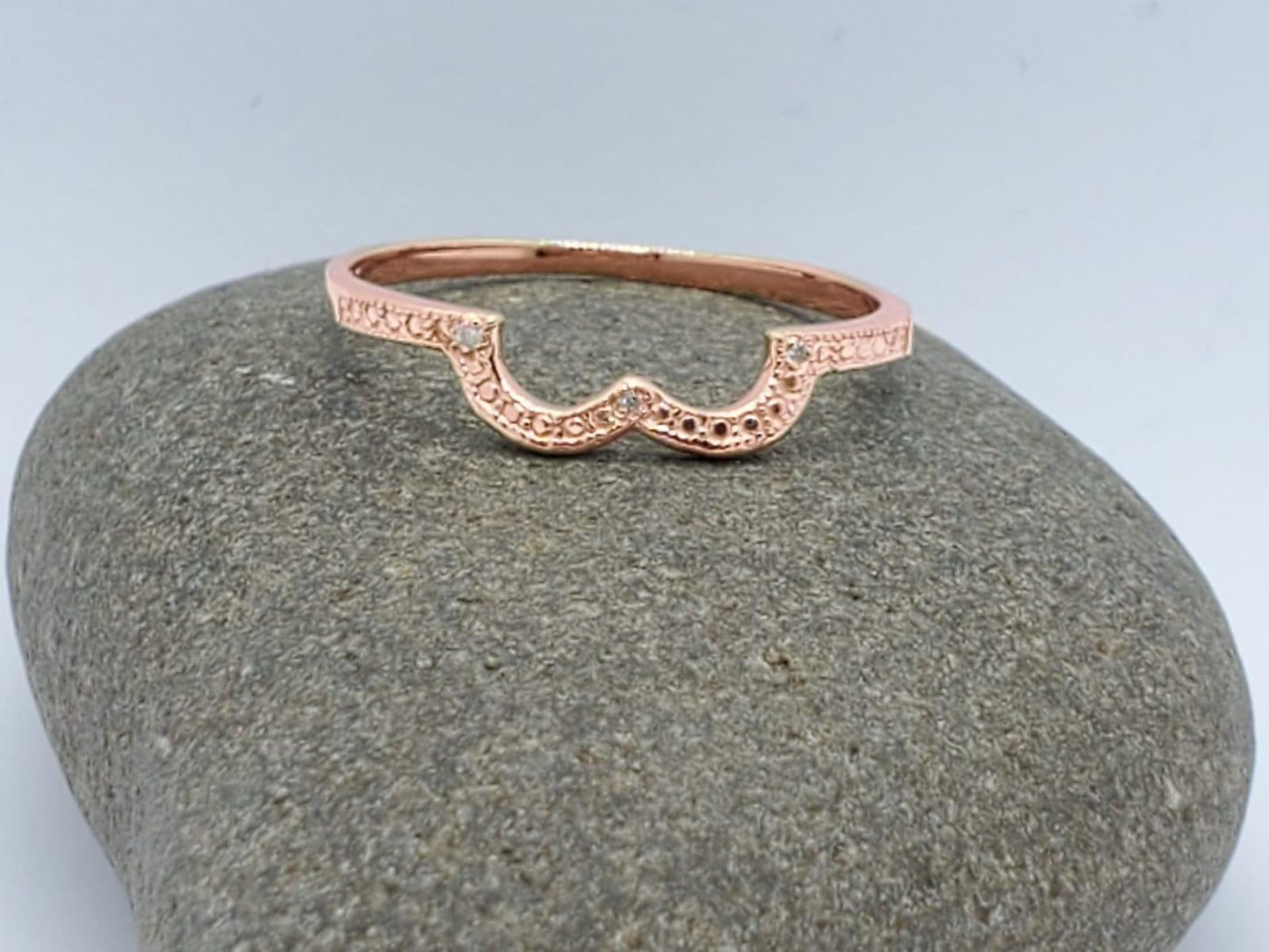 14K HALF HEART RING WITH 3 Diamond