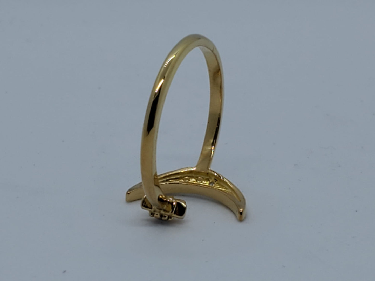 14k Yellow Gold Ring with Diamonds, moon and star style