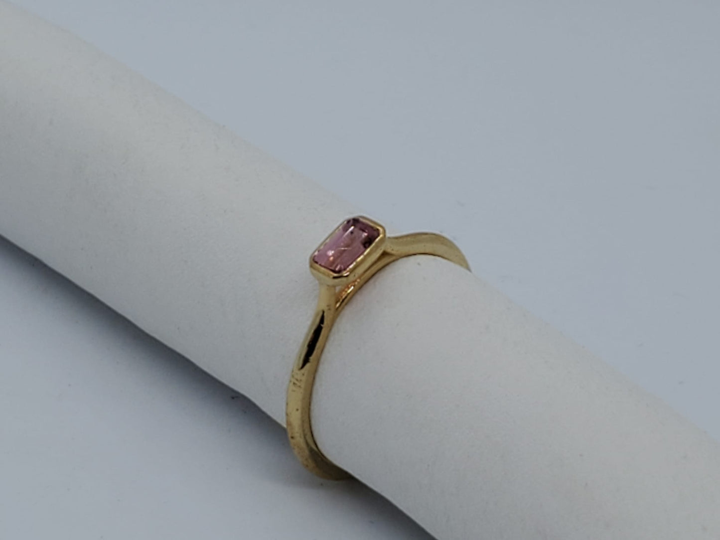 14k solitaire ring with emerald cut tourmaline stone, daily wear ring