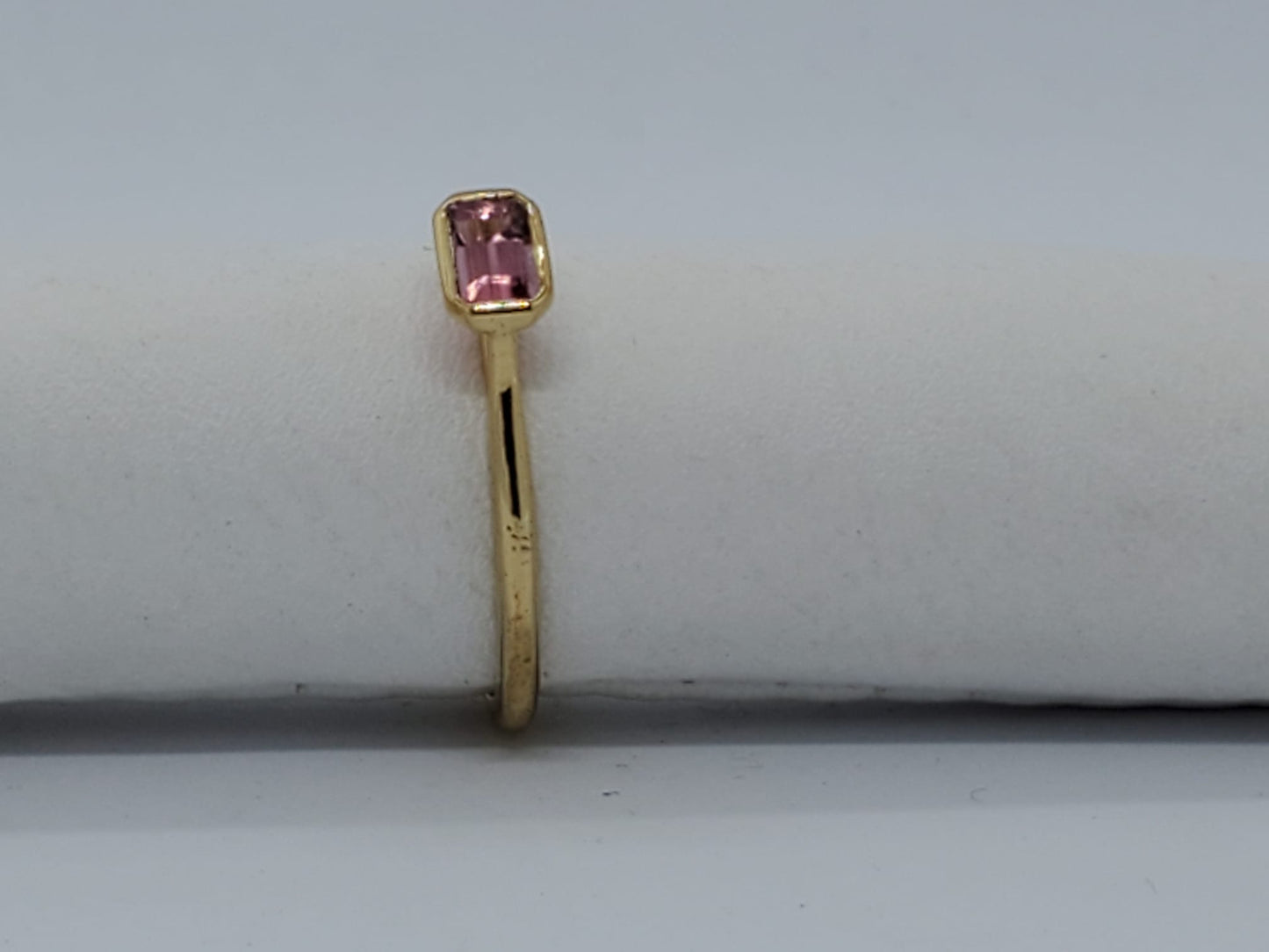 14k solitaire ring with emerald cut tourmaline stone, daily wear ring