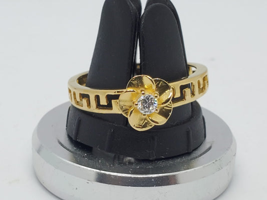 14k yellow gold ring with 0.10CT DIAMOND, rose shape, a unique and special model