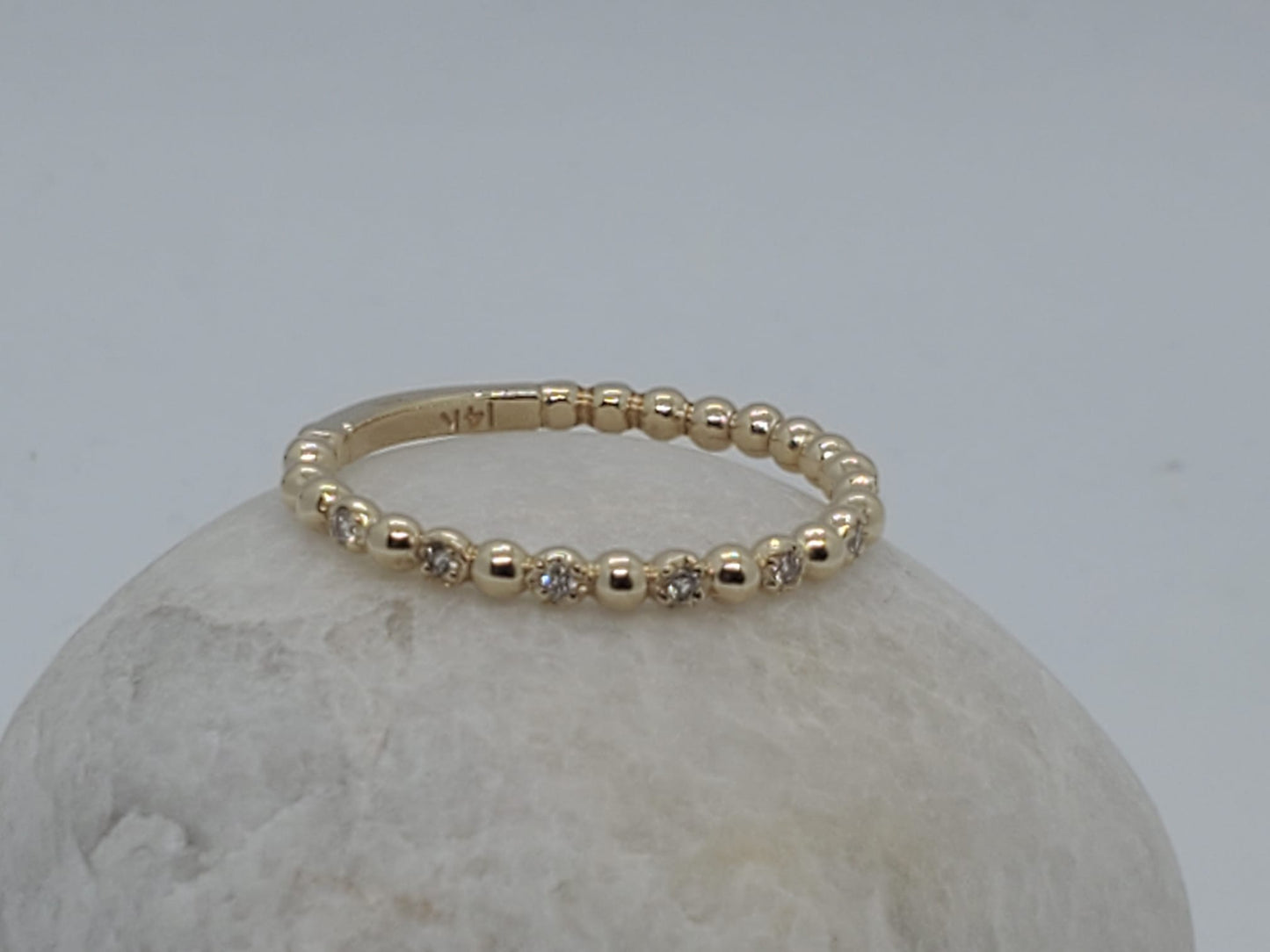14K Yellow Gold Ring with 7 Moissanite 0.07CT