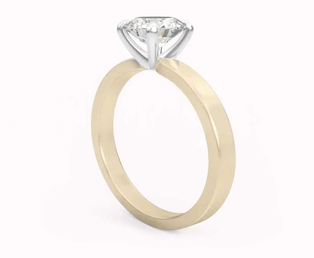 14k gold Solitaire ring with "Moissanite" 0.20 Ct, comfortable and elegant