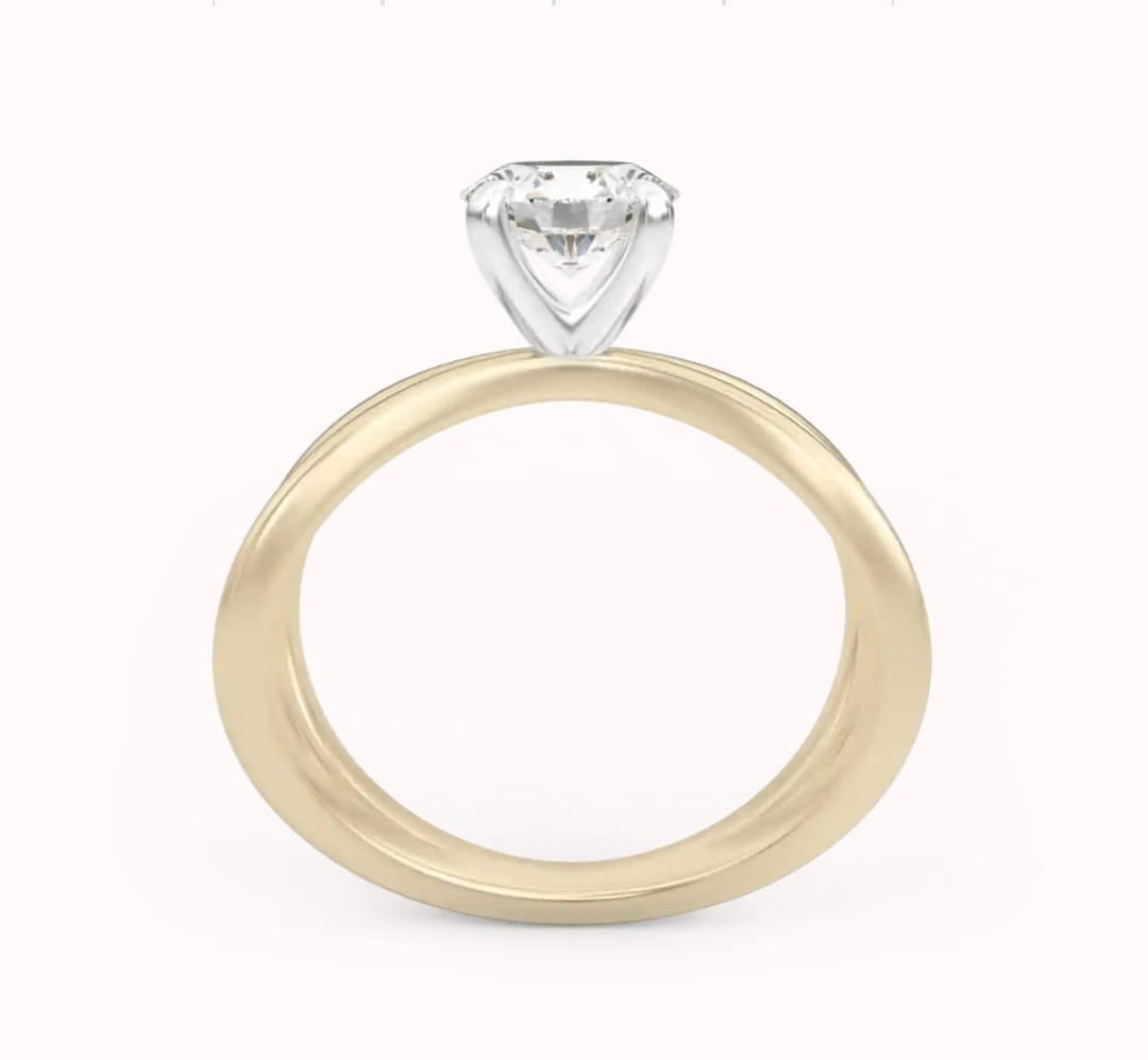 14k gold Solitaire ring with "DIAMOND" 0.20 Ct comfortable and elegant