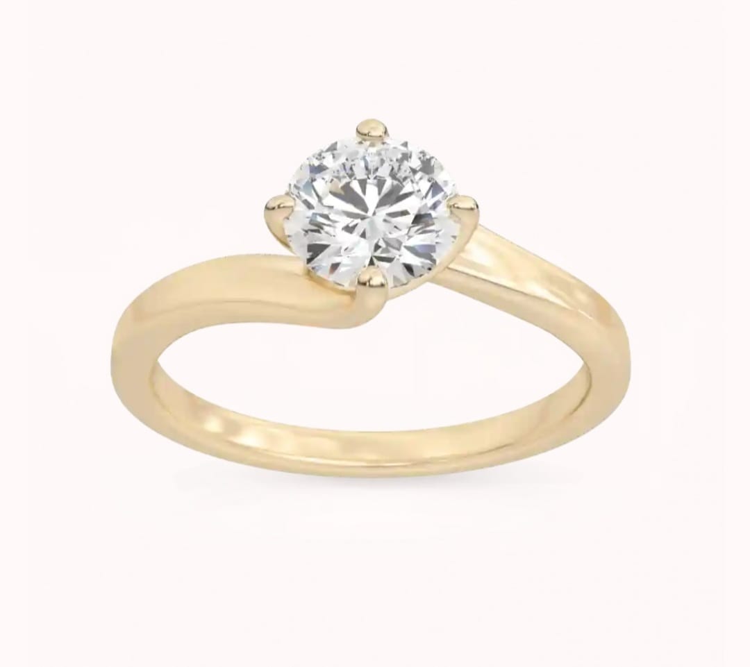 14k Gold Solitaire Ring with "DIAMOND" 0.20 Ct, comfortable and elegant