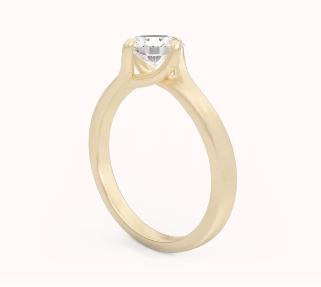 14k Gold Solitaire Ring with "DIAMOND" 0.20 Ct, comfortable and elegant