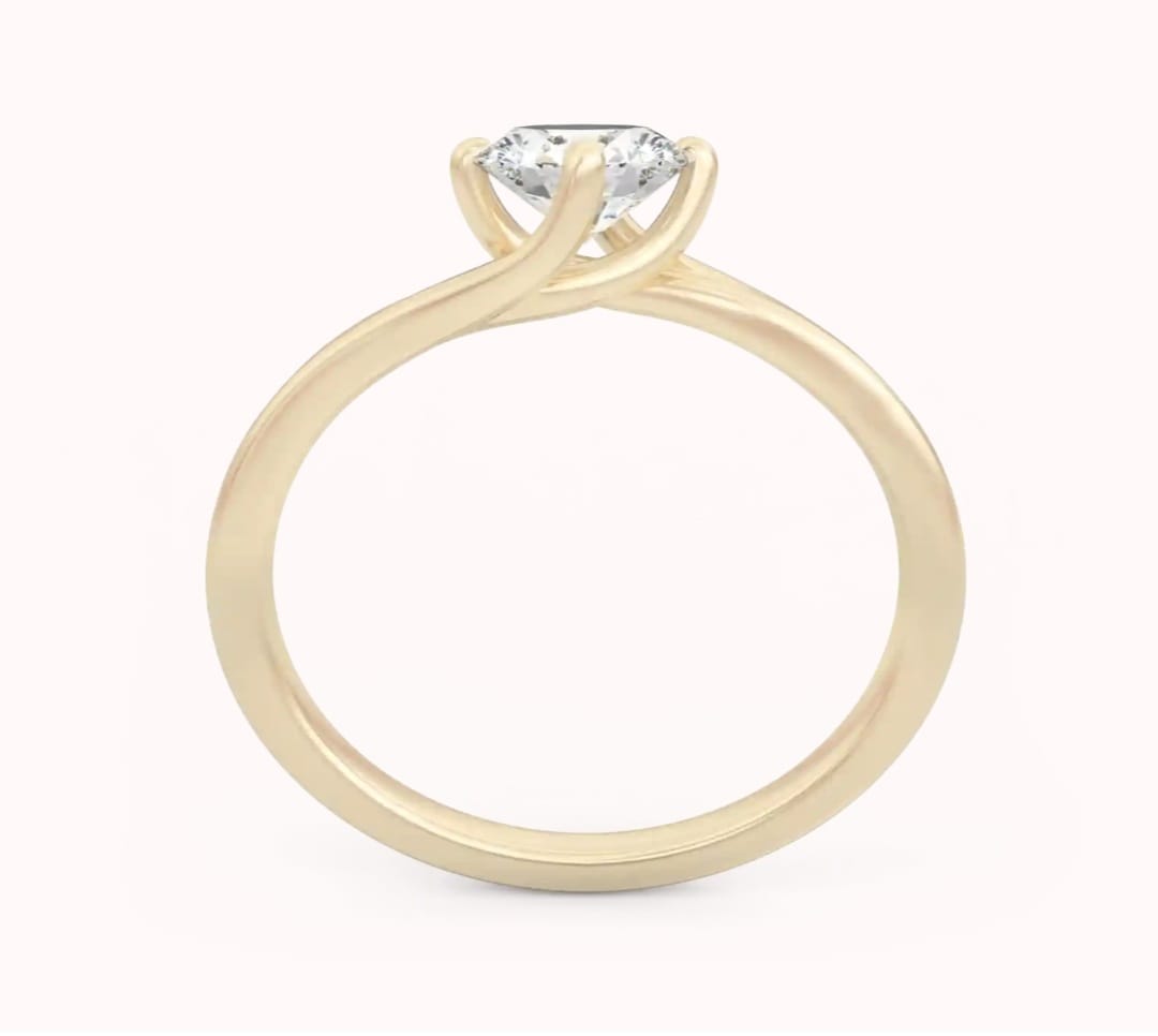 14k Gold Solitaire Ring with "DIAMOND" 0.20 Ct, comfortable and elegant