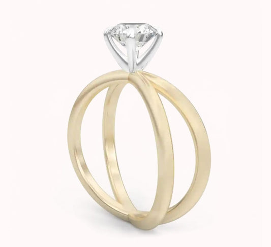 14k gold Solitaire ring with "DIAMOND" 0.20 Ct, comfortable and elegant