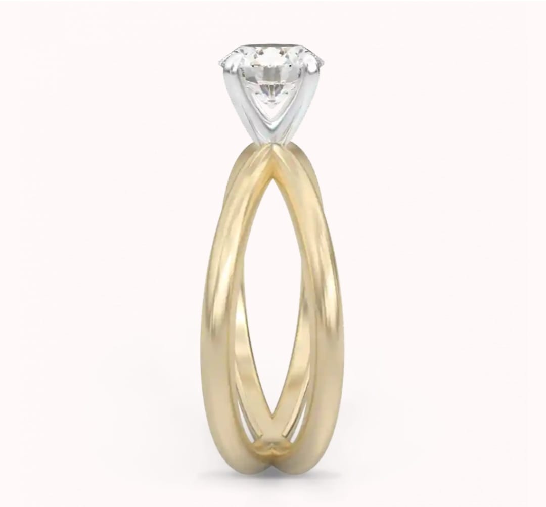 14k gold Solitaire ring with "Moissanite" 0.20 Ct, comfortable and elegant