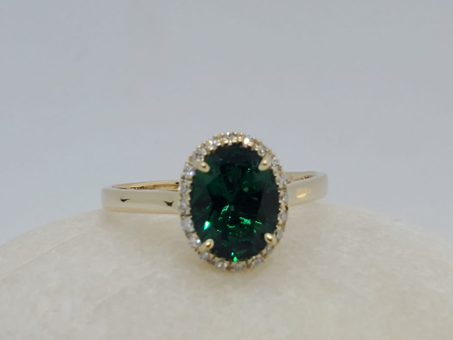 14K Yellow Gold Ring with Green Stone, it is solitaire ring, it is comfortable and elegant