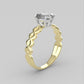 Gold engagement ring with 1.00 ct Diamond VS1, stt prongs, band twisted