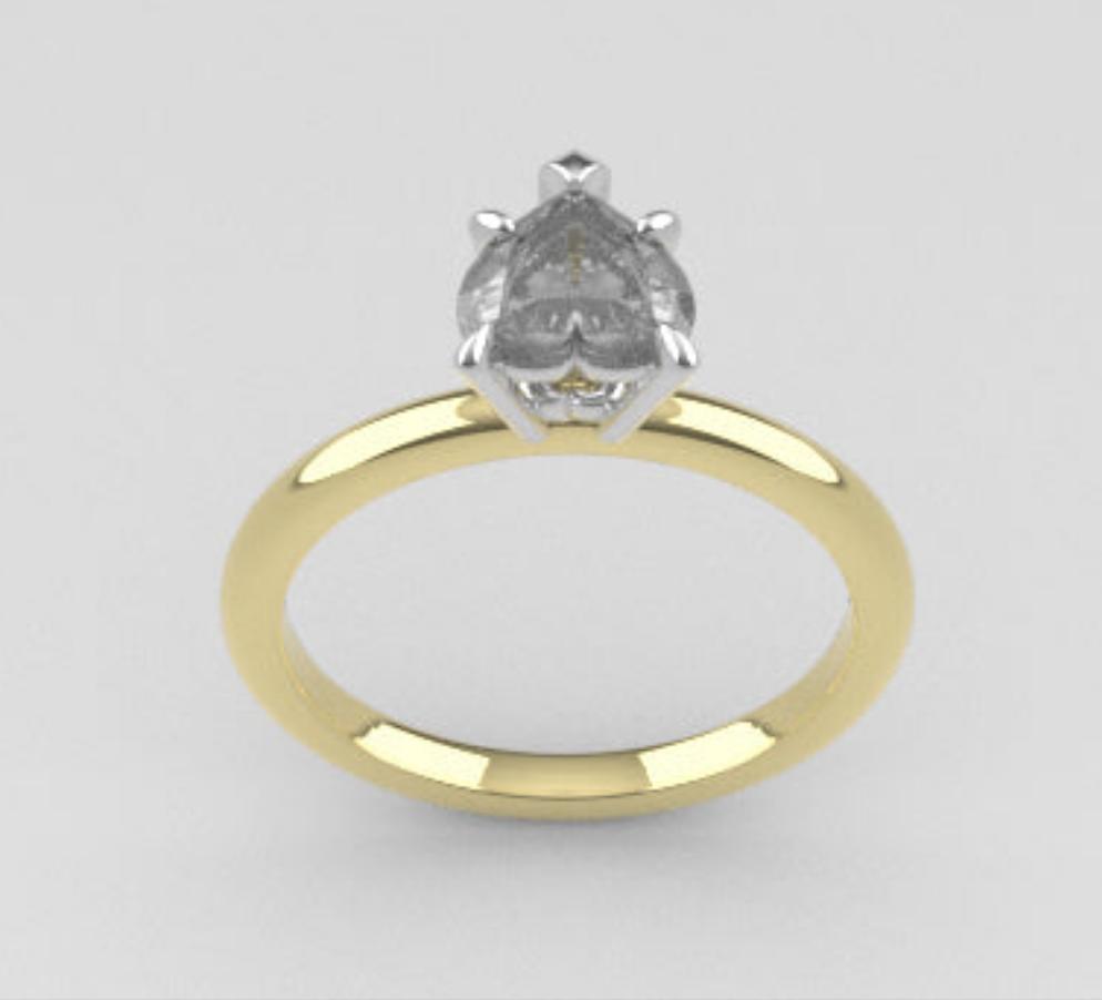 14K engagement gold ring with Diamond VS1, style Heart