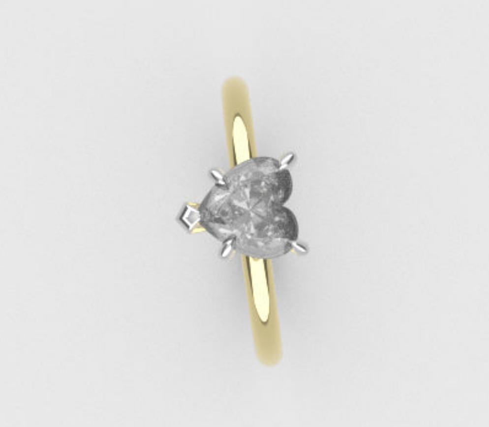 14K engagement gold ring with Diamond VS1, style Heart