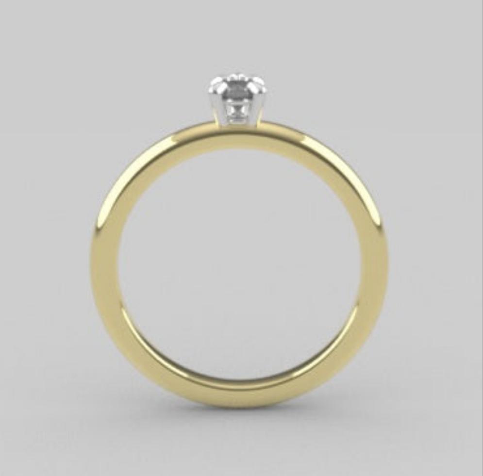 14K Band ring with Diamond VS1, style Pear, STT PRONG