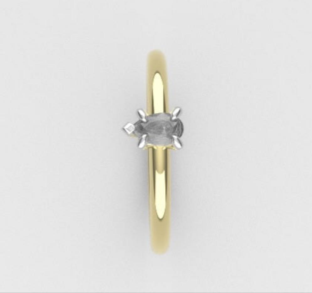 14K Band ring with Diamond VS1, style Pear, STT PRONG