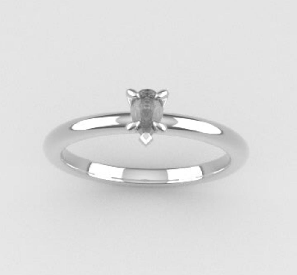14K Band ring with Diamond VS1, style Pear, STT PRONG