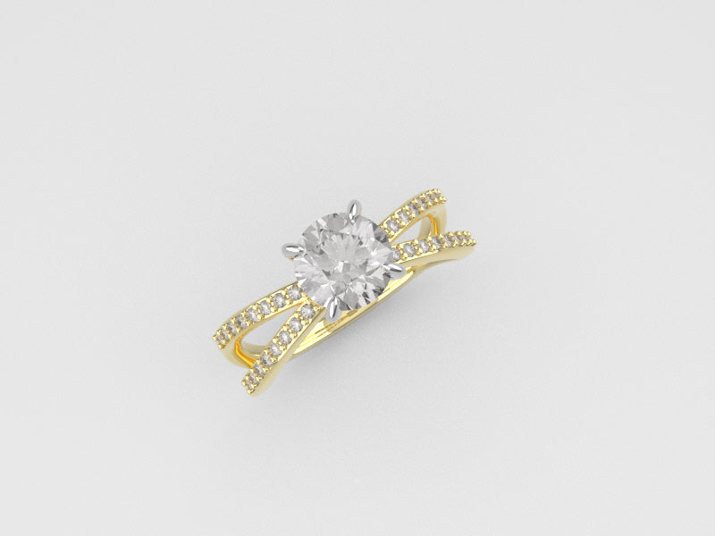 14K yellow gold Ring with Diamond VS1, Stt prongs