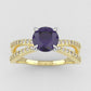 14K Engagement Ring with Amethyst and Diamond VS1, "cross style" "stt prong"
