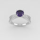 14K Engagement Ring with Amethyst and Diamond VS1, "cross style" "stt prong"