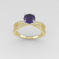 14K Engagement Ring with Amethyst and Diamond VS1, "cross style" "stt prong"