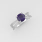 14K Engagement Ring with Amethyst and Diamond VS1, "cross style" "stt prong"