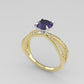 14K Engagement Ring with Amethyst and Diamond VS1, "cross style" "stt prong"