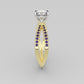 14K gold Ring with Diamond VS1 and Amethyst, "cross" "prong"
