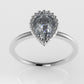 14K Gold Band Ring with Diamond VS1, Style Pear with Filigree, "setting bezel"