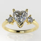 14K Engagement Ring with 3 Diamond VS1, "Style Heart and Round" "prong"