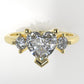 14K Engagement Ring with 3 Diamond VS1, "Style Heart and Round" "prong"