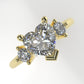 14K Engagement Ring with 3 Diamond VS1, "Style Heart and Round" "prong"