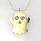 14K Pendant with 2 DIAMONDS 2mm each, includes 18 inch chain, Ghost Style