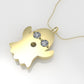 14K Pendant with 2 DIAMONDS 2mm each, includes 18 inch chain, Ghost Style